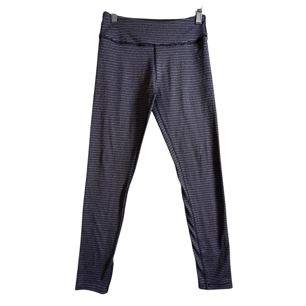 Beyond Yoga Leggings Womens Sz M Titanium Pinstripe Mid Rise Wide Waistband‎ EC